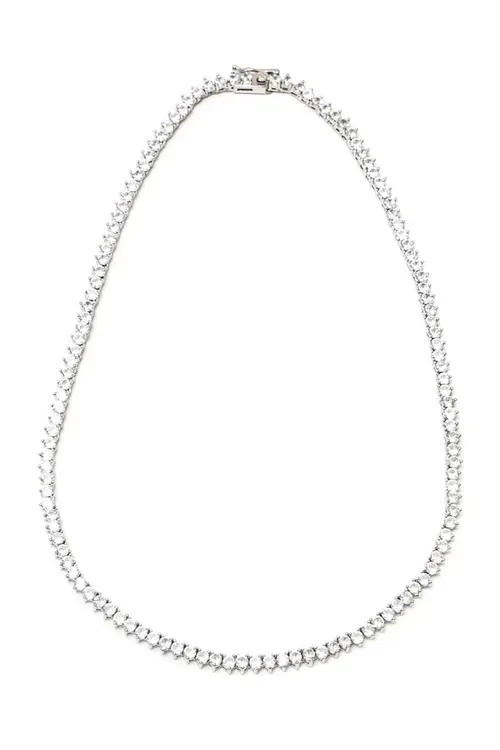 Gargantilha Riviera Incolor 40cm Banhada em Ródio Branco
