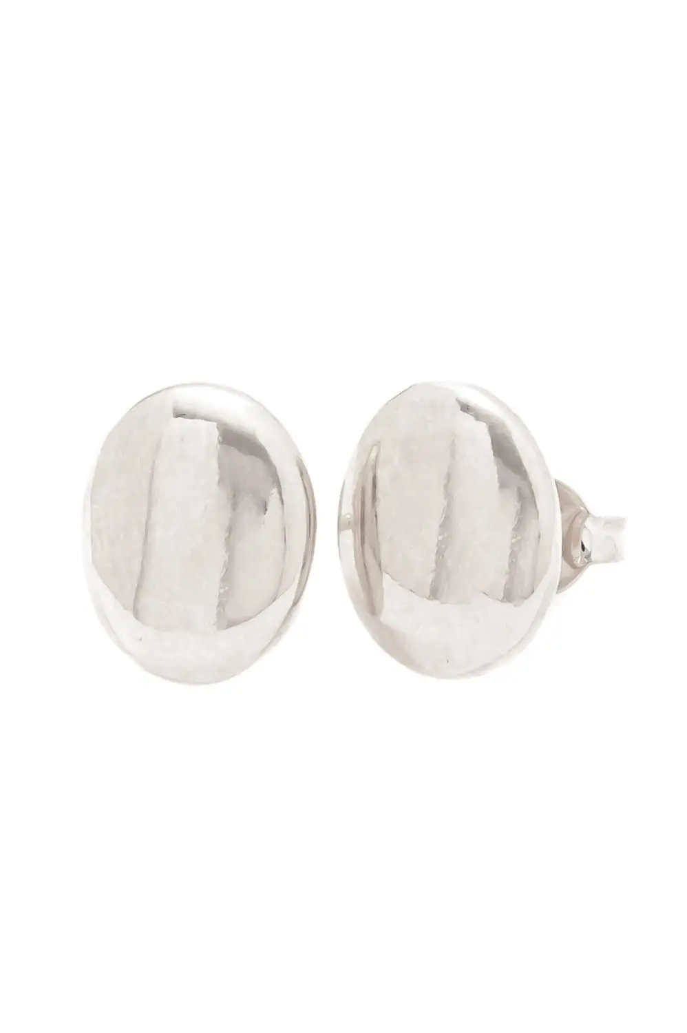 Brinco Botão Chic com Banho em Ródio Branco