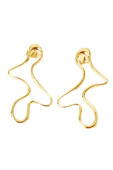 Brinco Orgânico Vazado com Banho em Ouro 18k
