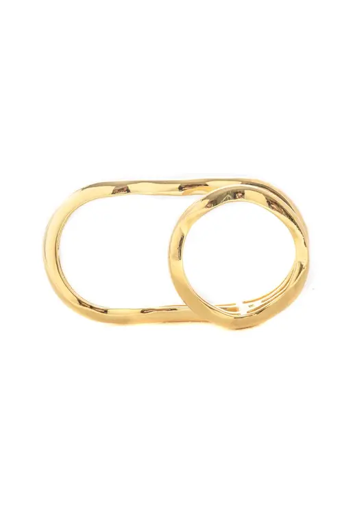 Anel Dois Dedos com Banho em Ouro 18k