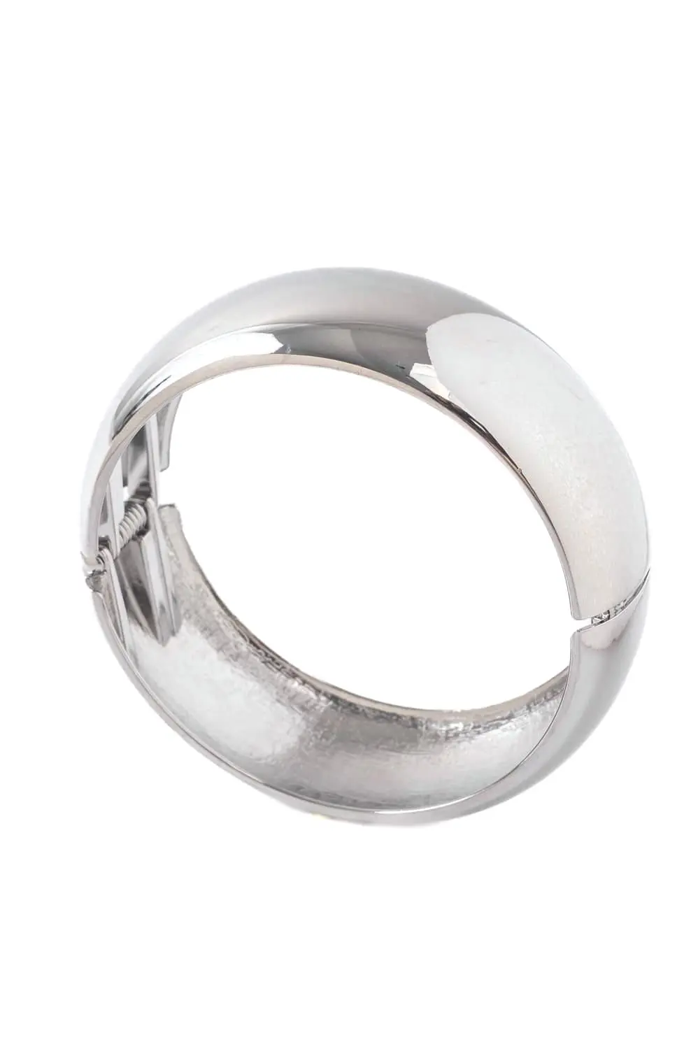 Bracelete Clássico Largo com Banho em Ródio Branco