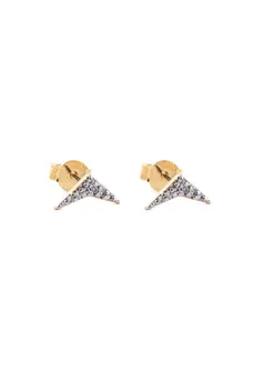 Brinco P Fluir Cravejado Canetiado com Banho em Ouro 18k