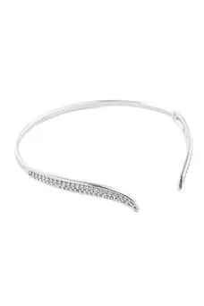 Bracelete Cravejado Fluir com Banho em Ródio Branco