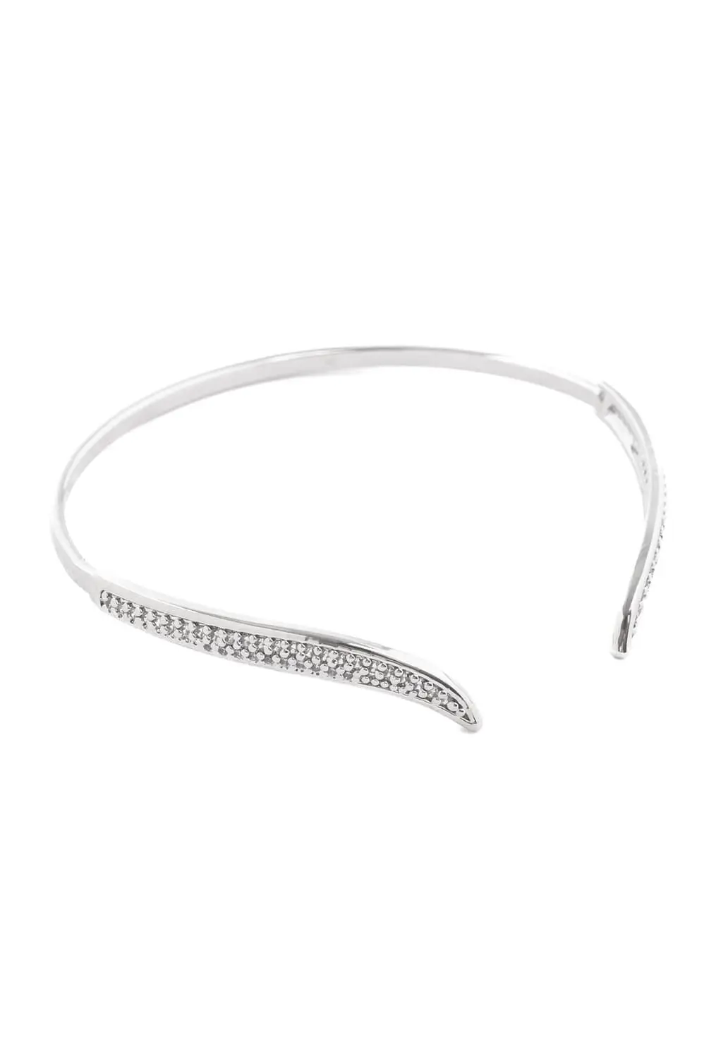 Bracelete Cravejado Fluir com Banho em Ródio Branco