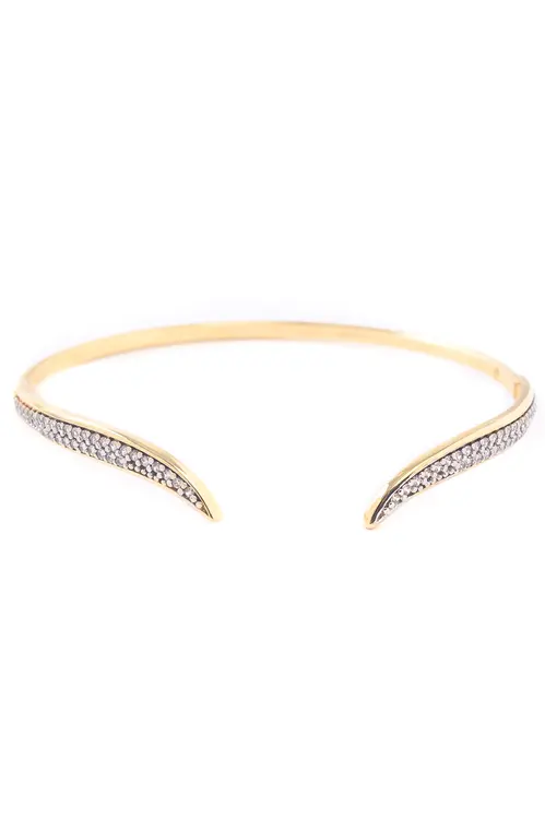 Bracelete Cravejado Canetiado Fluir com Banho em Ouro 18k