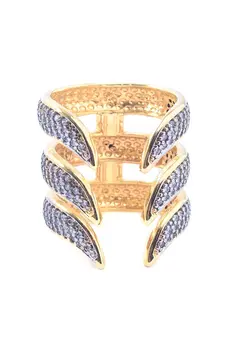 Anel Fluir Cravejado Canetiado Total com Banho em Ouro 18k