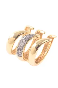 Anel Fluir Liso e Cravejado Canetiado Total com Banho em Ouro 18k