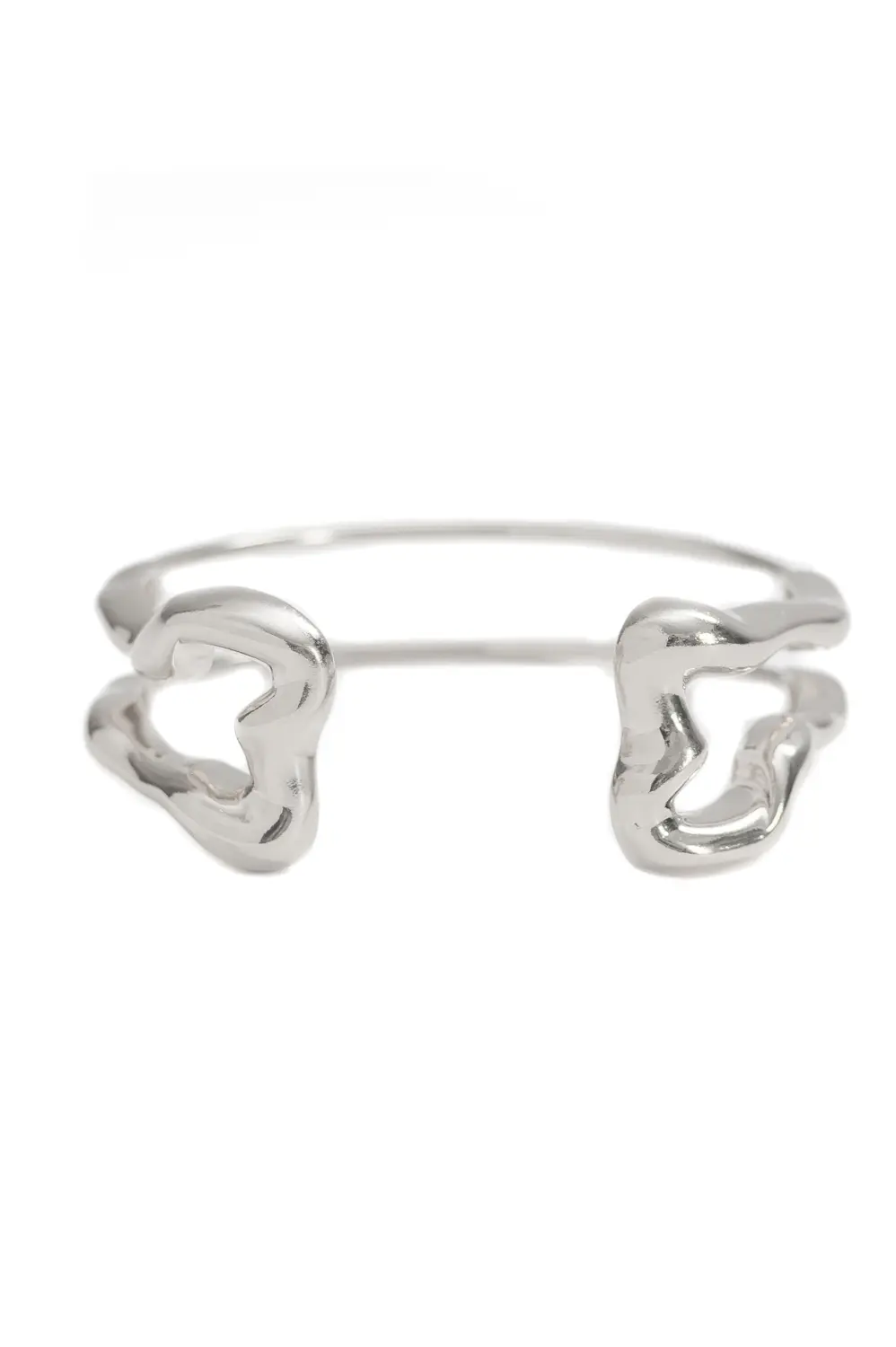 Bracelete Contemporâneo com Banho em Ródio Branco