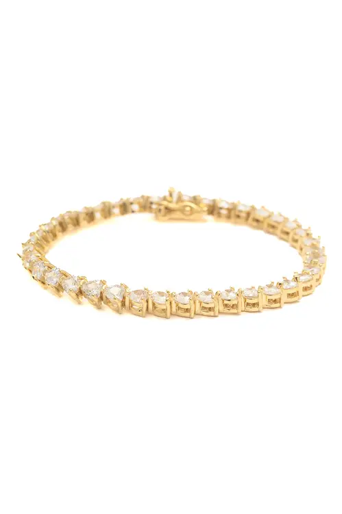 Pulseira Riviera Coração com Banho em Ouro 18k