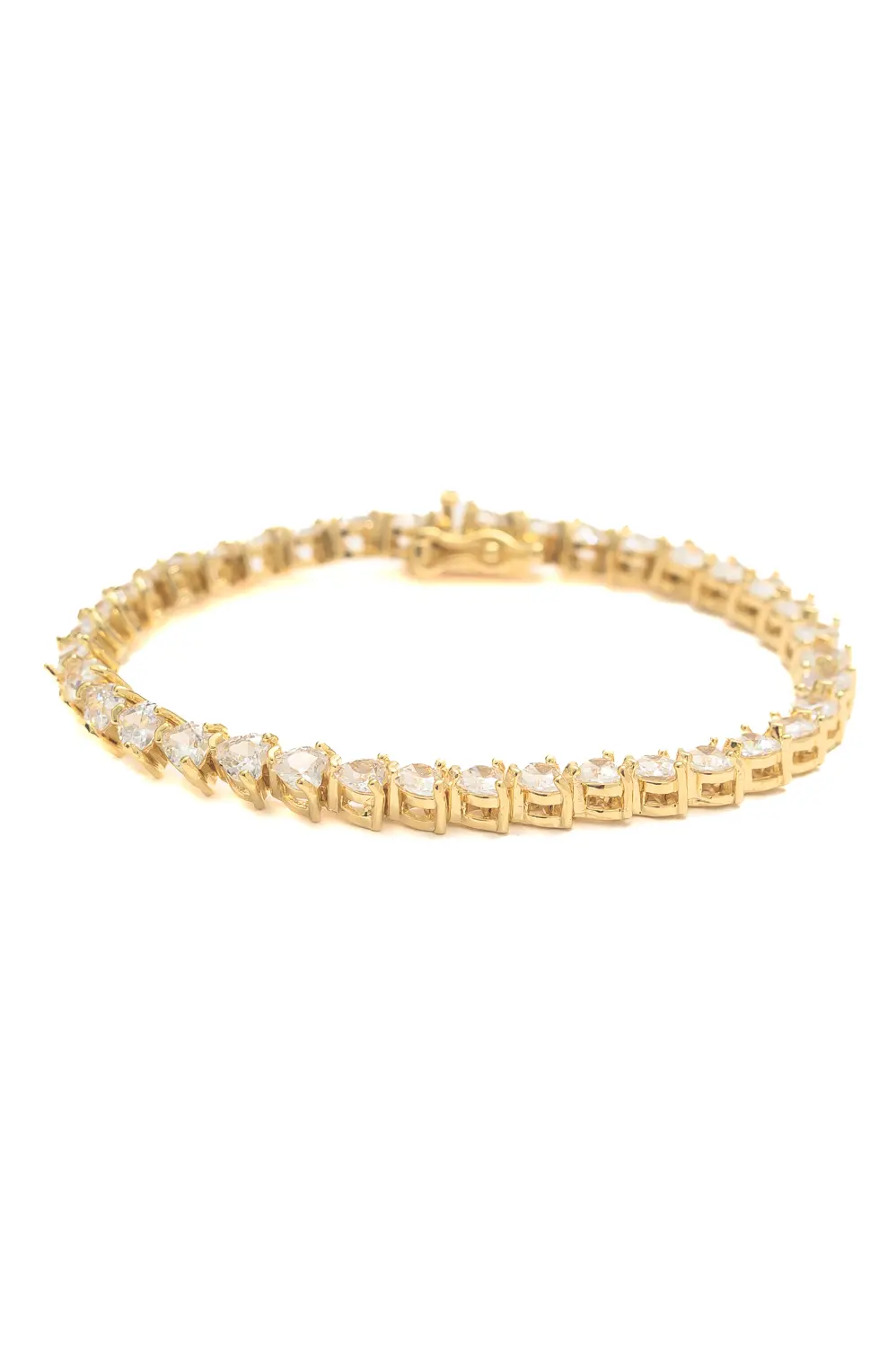 Pulseira Riviera Coração com Banho em Ouro 18k