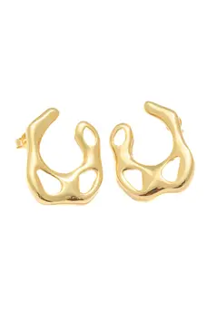 Brinco Ondulado com Banho em Ouro 18k
