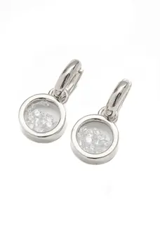Argola com Pingente Detalhes de Zircônias com Banho em Ródio Branco
