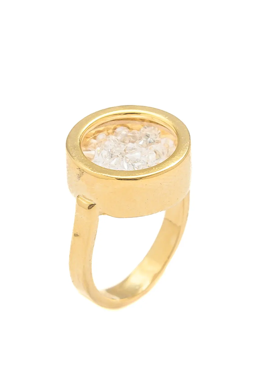 Anel Detalhes de Zircônias com Banho em Ouro 18k