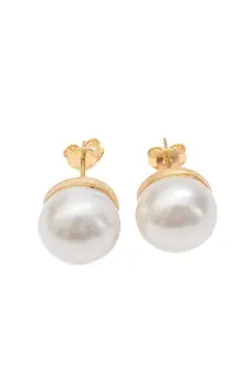 Brinco Peróla Shell com Banho em Ouro 18k