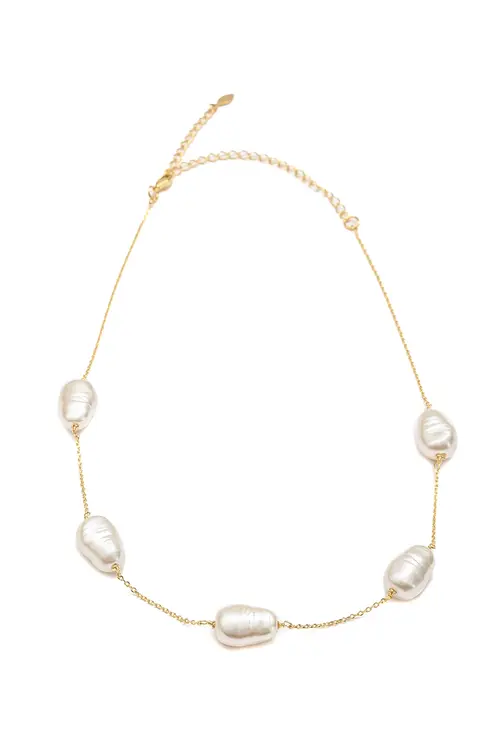 Colar Peróla Shell com Banho em Ouro 18k