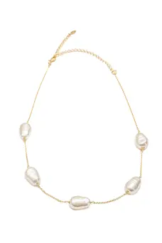 Colar Peróla Shell com Banho em Ouro 18k