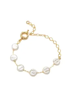 Pulseira Peróla Shell com Banho em Ouro 18k