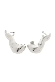Brinco Ear Cuff Liso com Banho em Ródio Branco