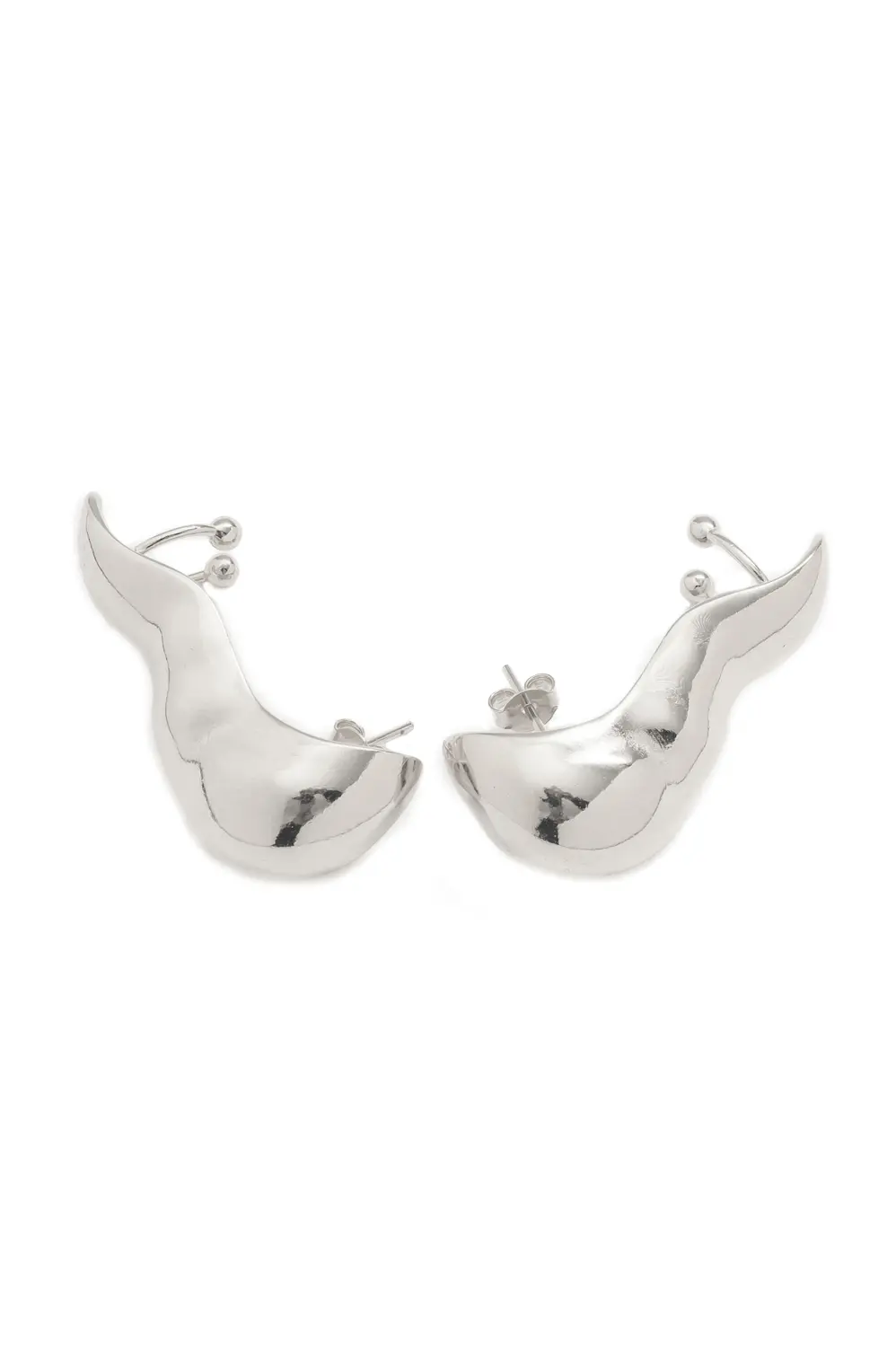 Brinco Ear Cuff Liso com Banho em Ródio Branco