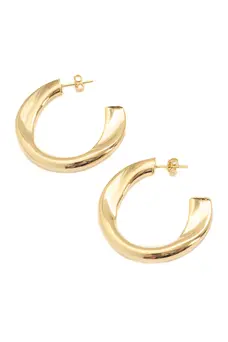 Argola Achatada Lisa com Banho em Ouro 18k