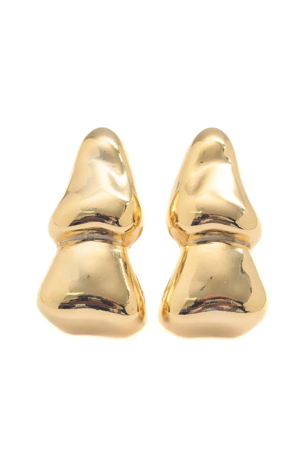 Brinco Duplo Liso Organic com Banho em Ouro 18k