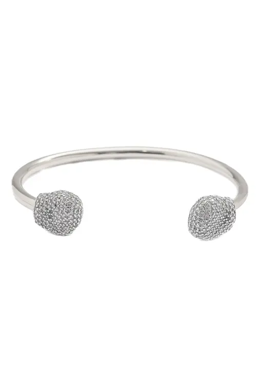 Bracelete Detalhe Organic Cravejado com Banho em Ródio Branco