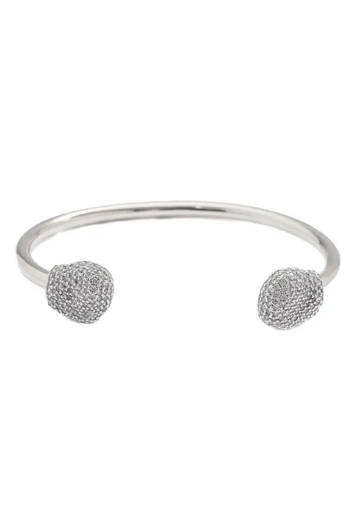 Bracelete Detalhe Organic Cravejado com Banho em Ródio Branco