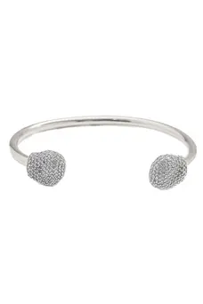 Bracelete Detalhe Organic Cravejado com Banho em Ródio Branco