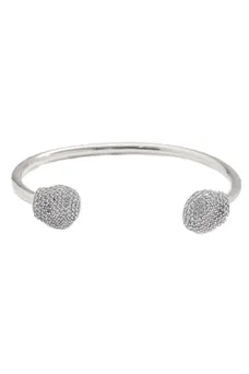 Bracelete Detalhe Organic Cravejado com Banho em Ródio Branco