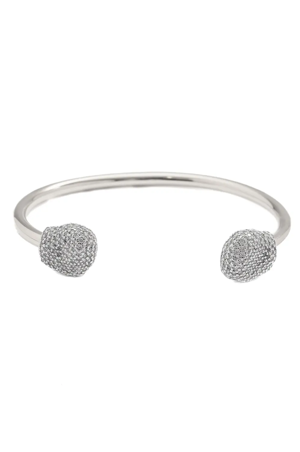 Bracelete Detalhe Organic Cravejado com Banho em Ródio Branco