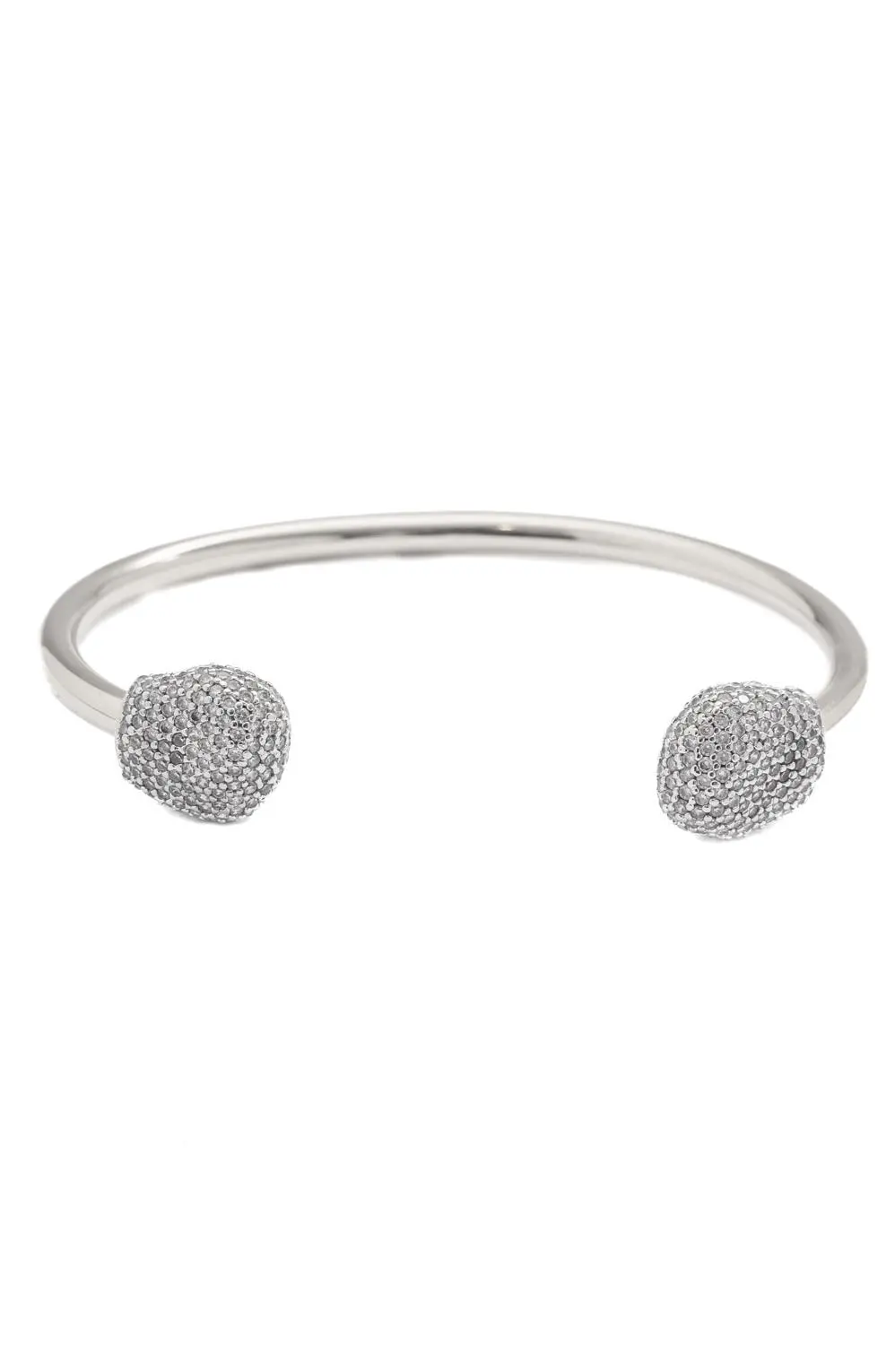 Bracelete Detalhe Organic Cravejado com Banho em Ródio Branco