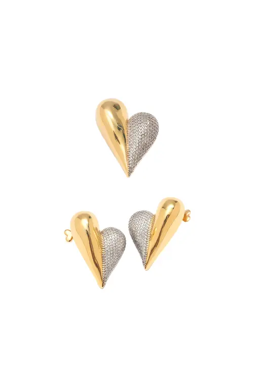 Kit Pingente e Brinco  Afeto com Banho em Ouro 18k e Canetiado em Ródio Branco