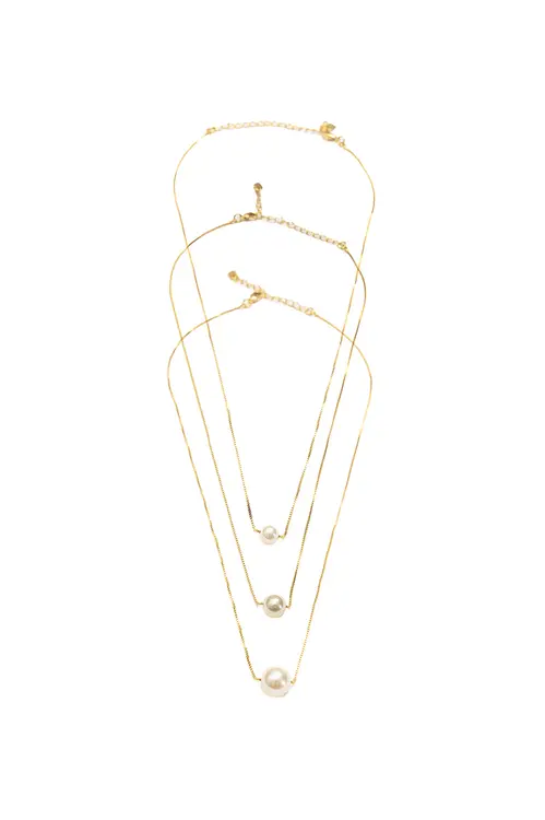 Kit Colares de Peróla com Banho em Ouro 18k