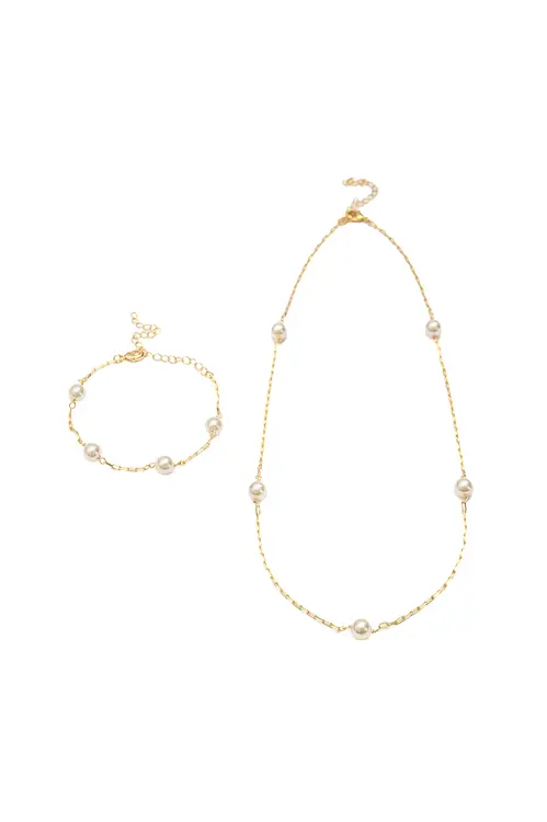 Kit Elos e Pérola com Banho em Ouro 18k