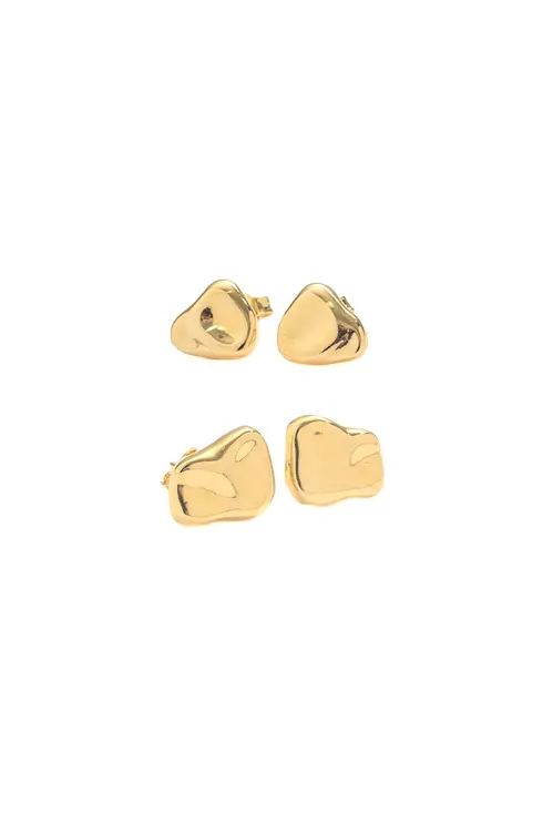 Kit Brincos P e M Organic com Banho em Ouro 18k