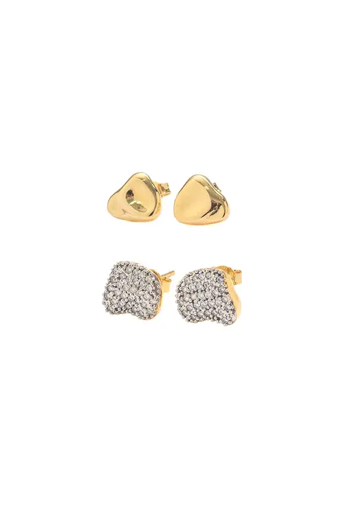 Kit Brincos Organic Canetiado e Liso em Ouro 18k