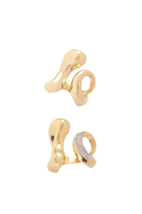 Anel Robusto Liso e Cravejado Sintonia com Banho em Ouro 18k