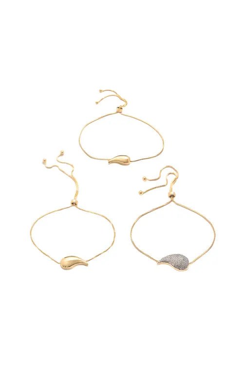 Kit Pulseiras Gota com Banho em Ouro 18k