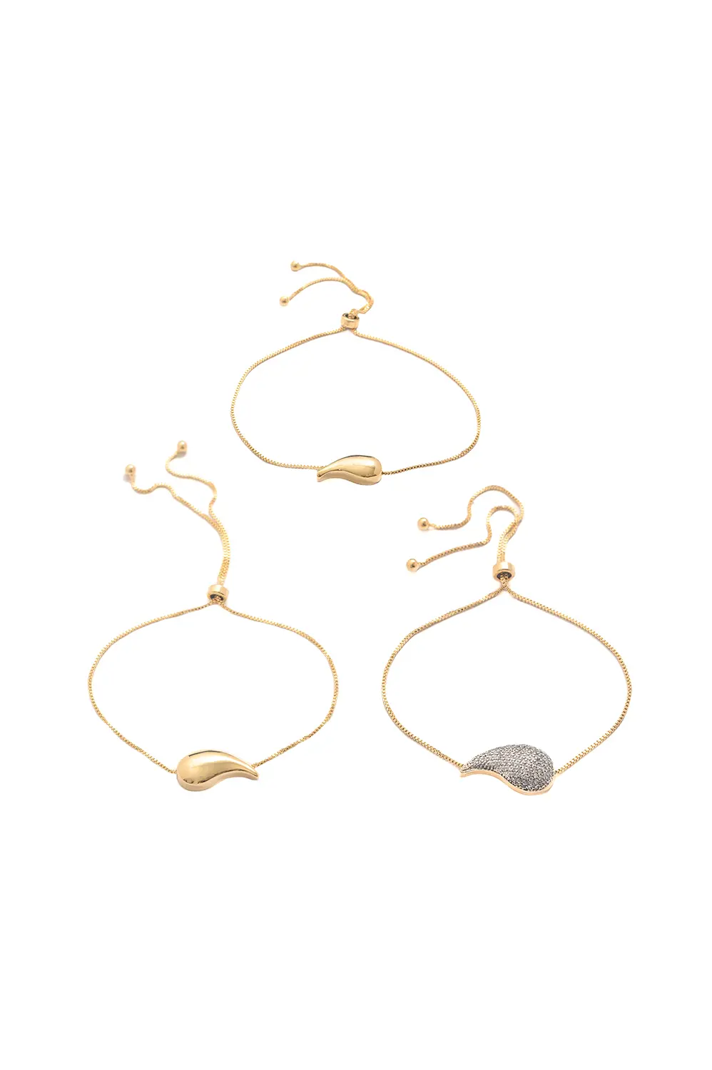 Kit Pulseiras Gota com Banho em Ouro 18k