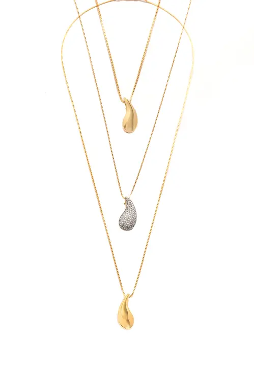 Kit Colares Gota com Banho em Ouro 18k