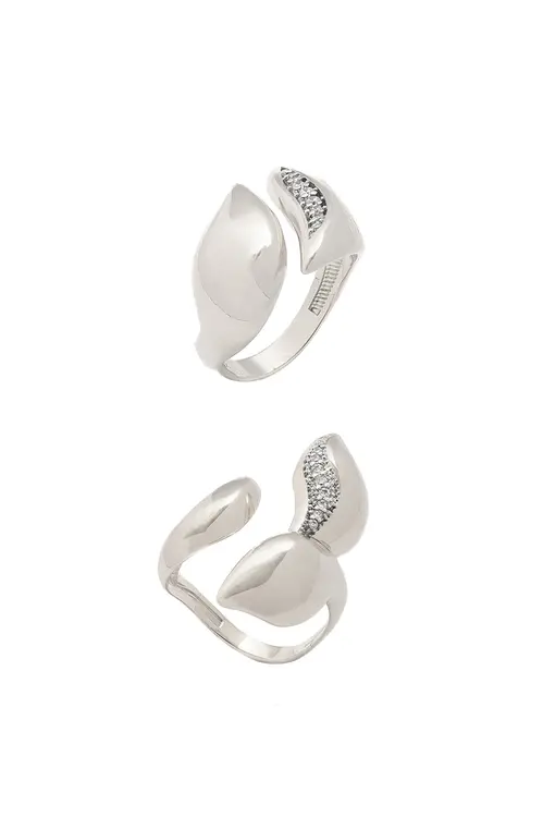 Kit Anéis Florescer com Banho em Ródio Branco