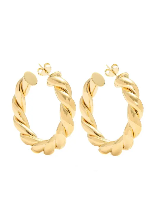 Argola G Torcida com Banho em Ouro 18k