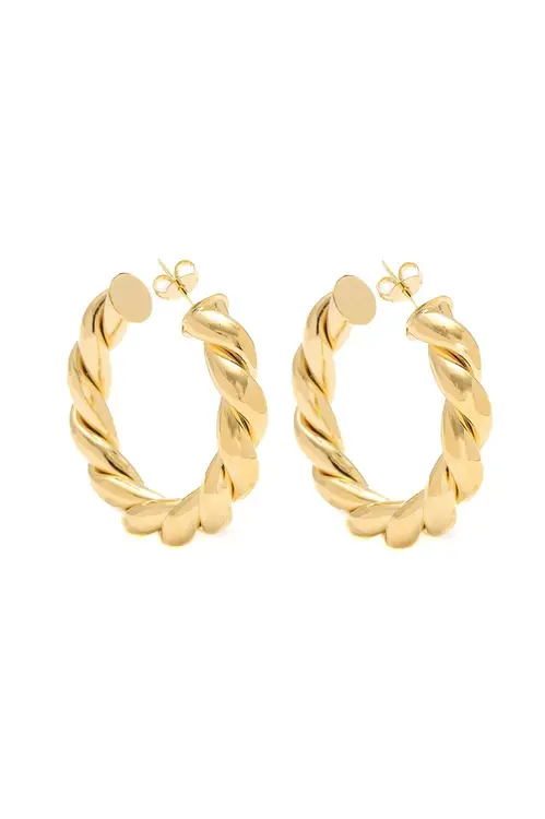 Argola M Torcida com Banho em Ouro 18k