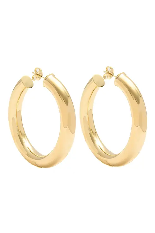 Argola G Tubo com Banho em Ouro 18k