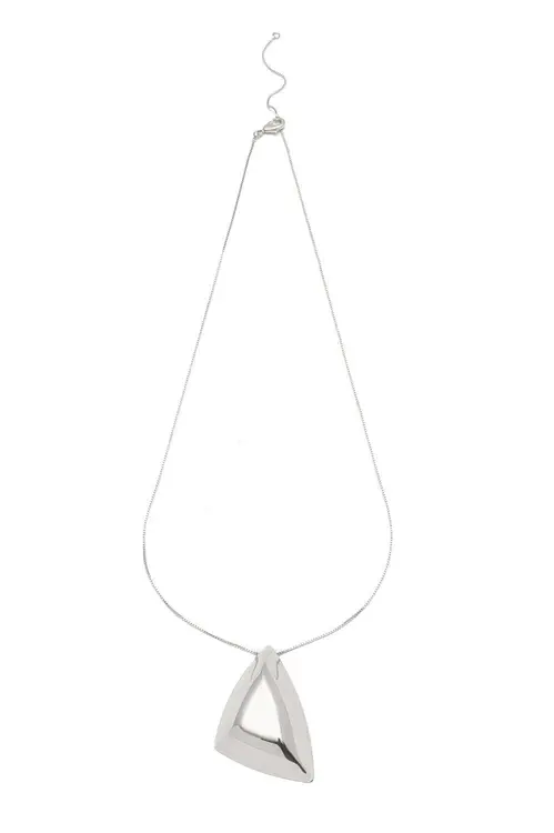 Colar Triângulo Grande com Banho em Ródio Branco