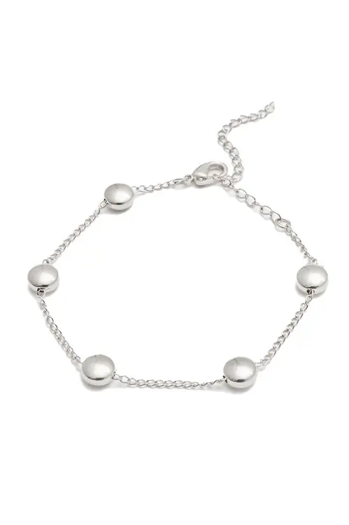 Pulseira Tacha com Banho em Ródio Branco