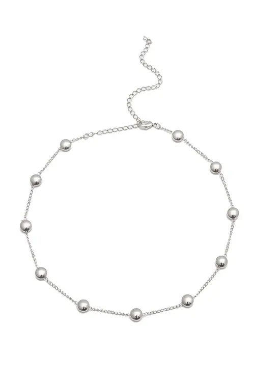Choker Tacha com Banho em Ródio Branco