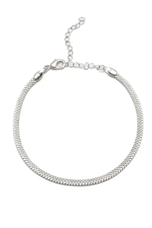 Pulseira Fita Desenhada com Banho em Ródio Branco