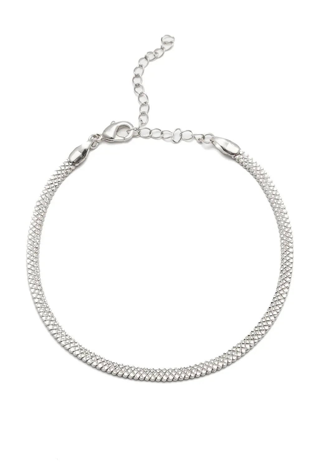 Pulseira Fita Desenhada com Banho em Ródio Branco