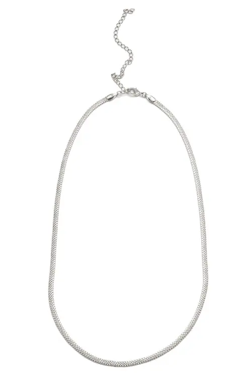 Choker Fita Desenhada com Banho em Ródio Branco